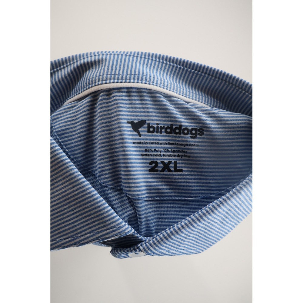 Birddogs Performance Polo Shirt 2XL Blue Striped Golf Athletic Sportswear - Picture 3 of 5